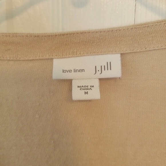 J. Jill Love Linen Beige Button Up Long Sleeve Top Size Medium lagenlook - Picture 4 of 6